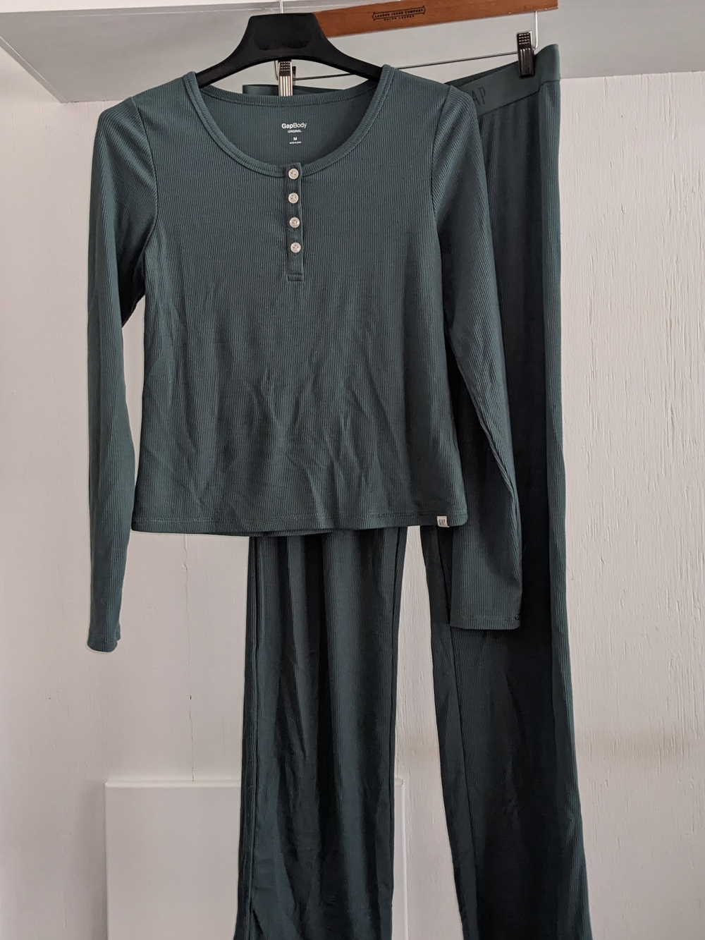 GapBody Women's Long Sleeve Henley Pajama Set in Teal